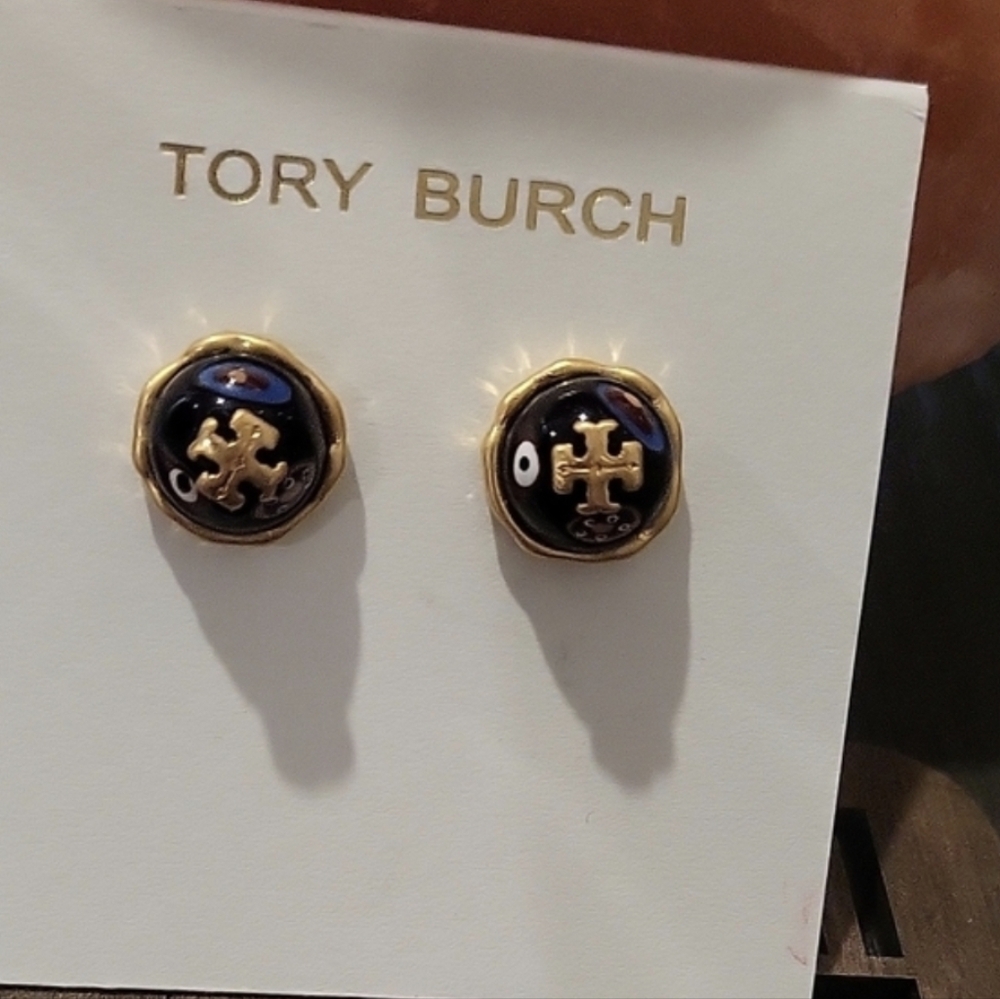 Tory Burch Black and Gold Earrings